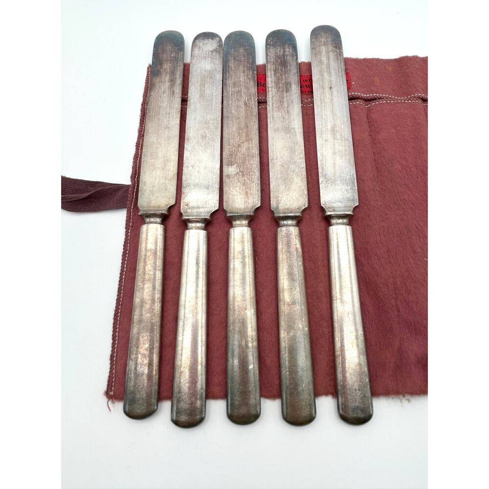 1847 Rogers Bros Silverplate Blunt Dinner Knives Set of 5 Triple Silver Plate